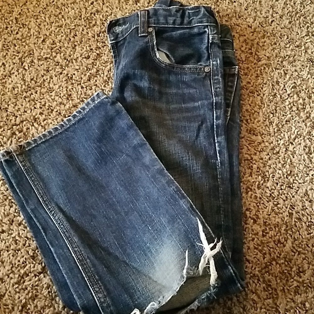 Gap Boy’s Boot Cut Distressed Dark Wash Jeans Adjustable Waist Size 10R